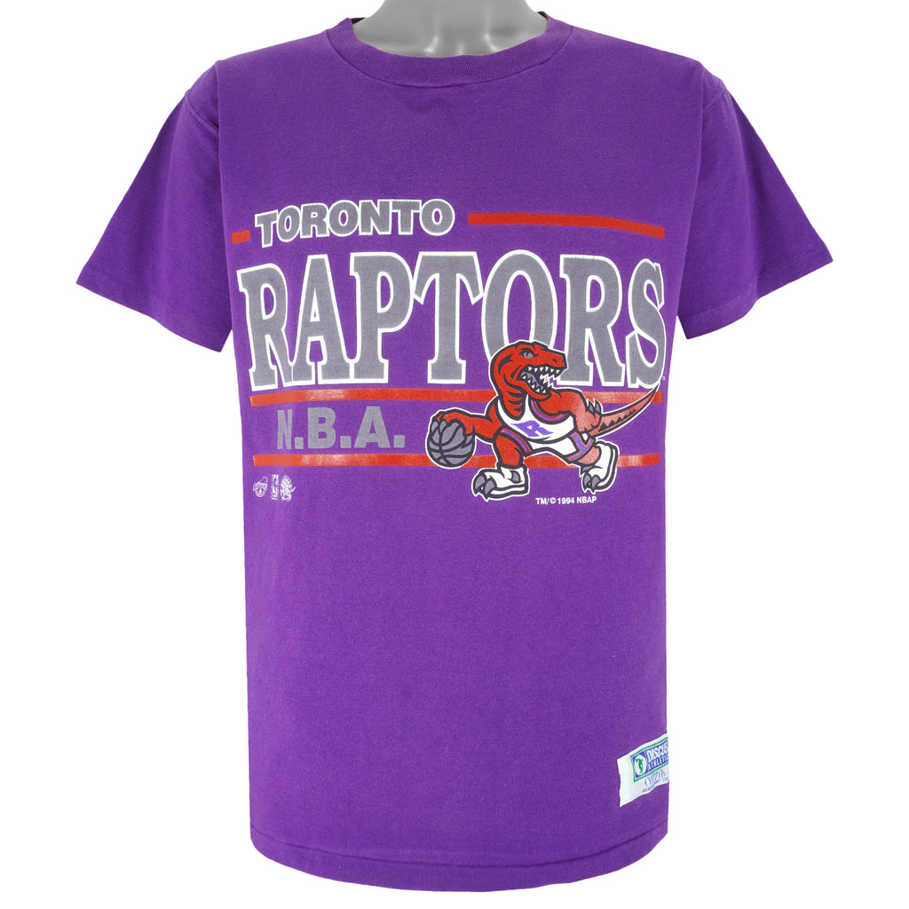 NBA (Discus Athletic) - Toronto Raptors Big Logo T-Shirt 1994 Large Vintage Retro Basketball