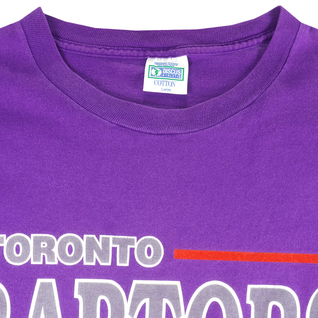 NBA (Discus Athletic) - Toronto Raptors Big Logo T-Shirt 1994 Large Vintage Retro Basketball