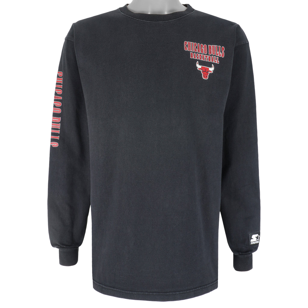 NBA - Black Chicago Bulls Crew Neck Sweatshirt 1990s Vintage Retro Basketball