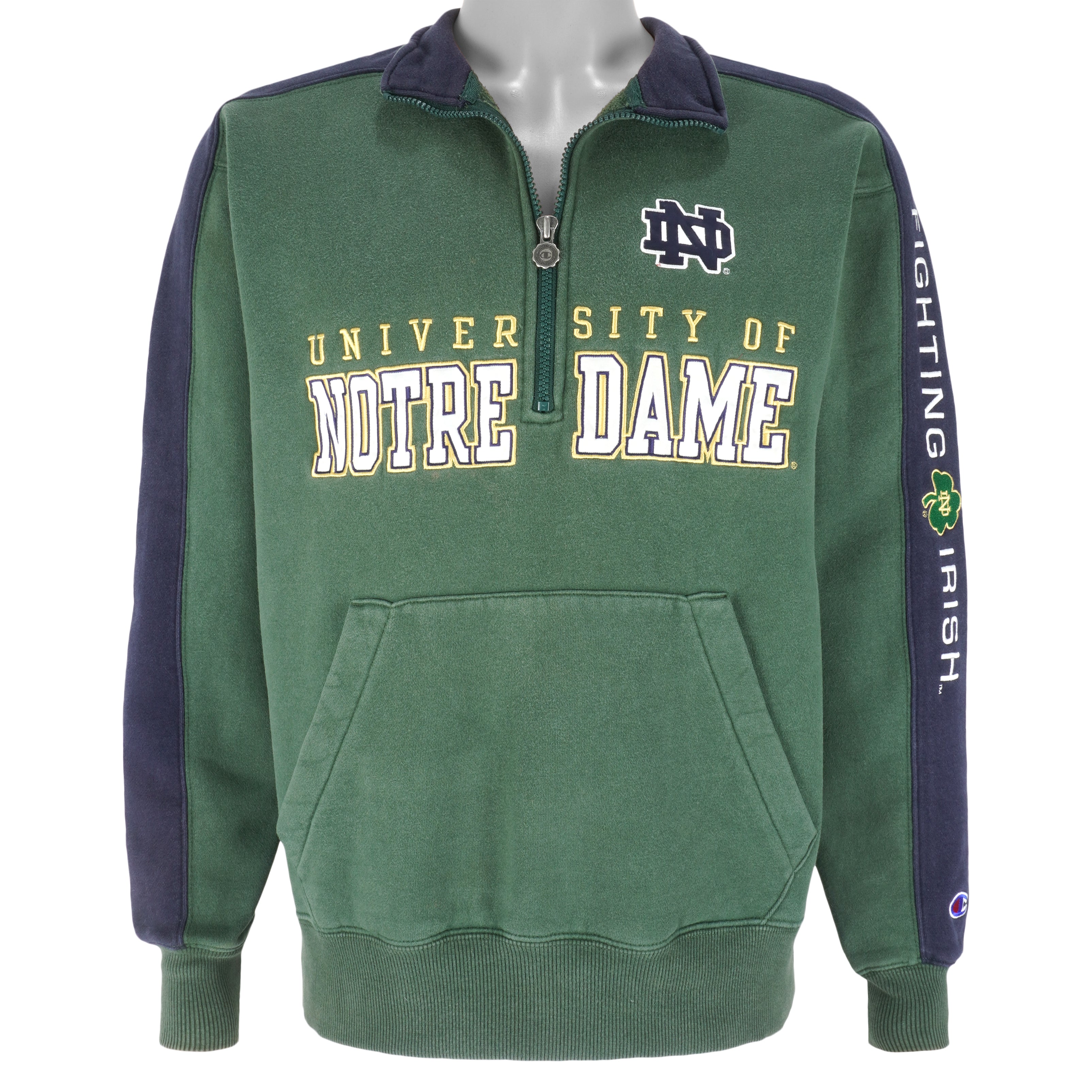 Champion - Notre Dame Fighting Irish Embroidered Sweatshirt 1990s Small Vintage Retro College