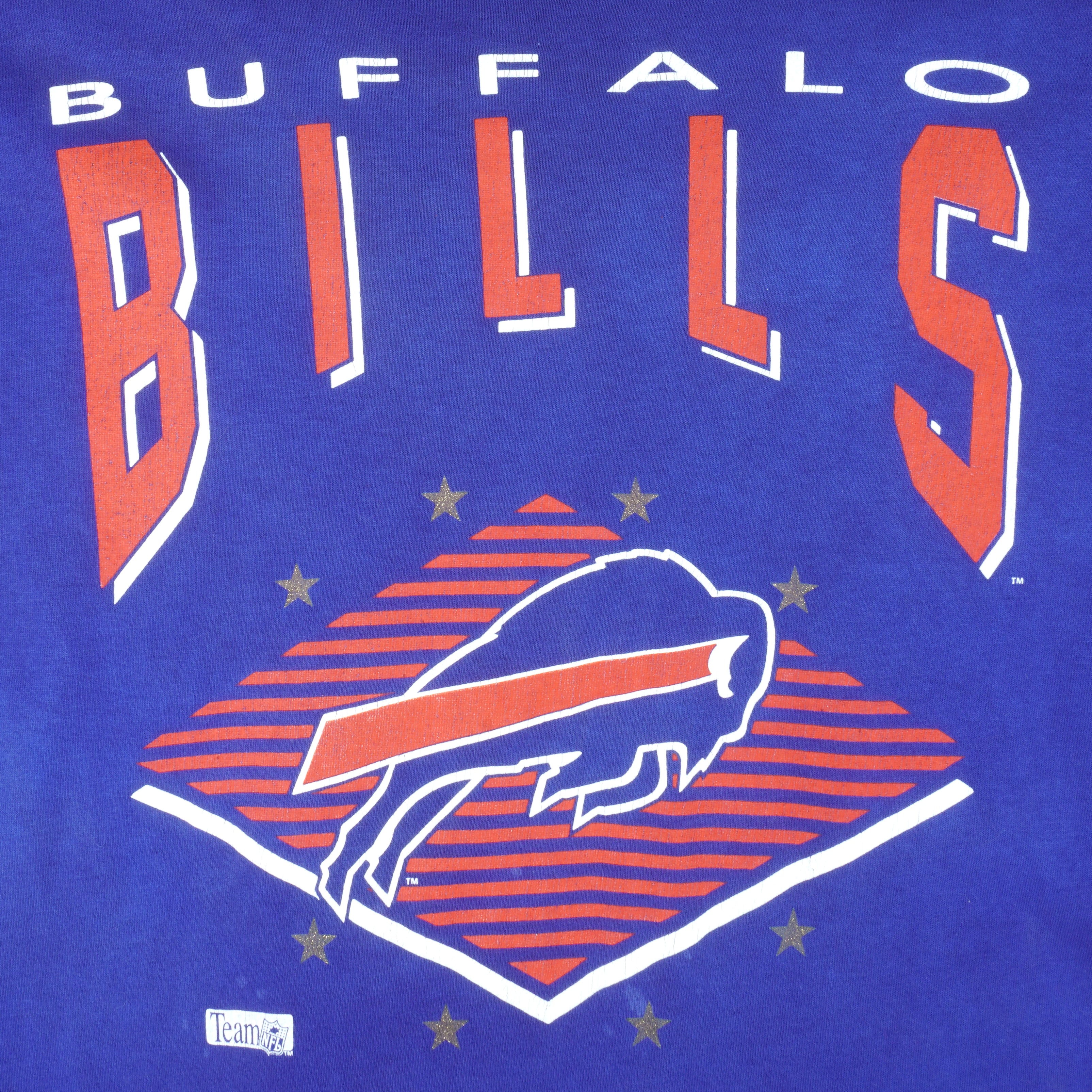 Starter - Blue Buffalo Bills Big Logo T-Shirt 1990s X-Large Vintage Retro  Football