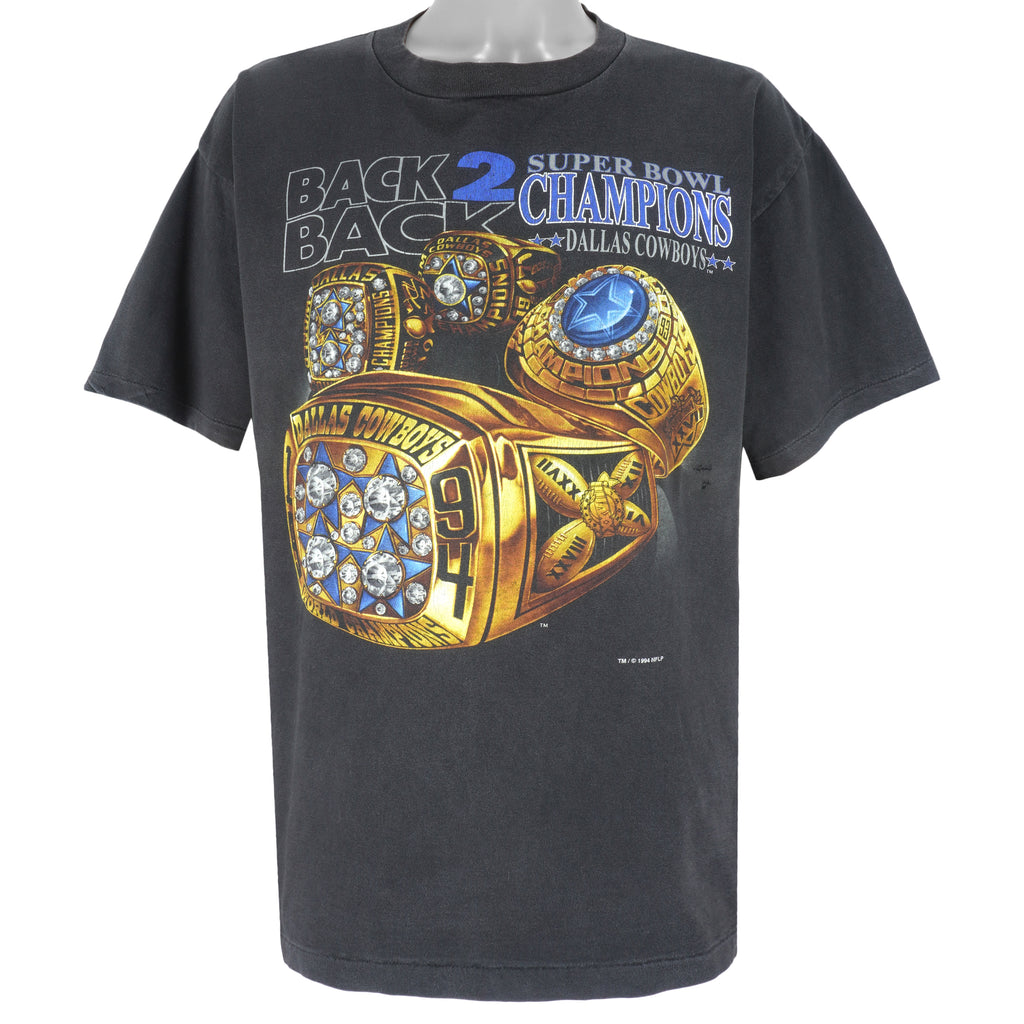 NFL- Dallas Cowboys Back To Back World Champions T-Shirt 1994 Large Vintage Retro Football