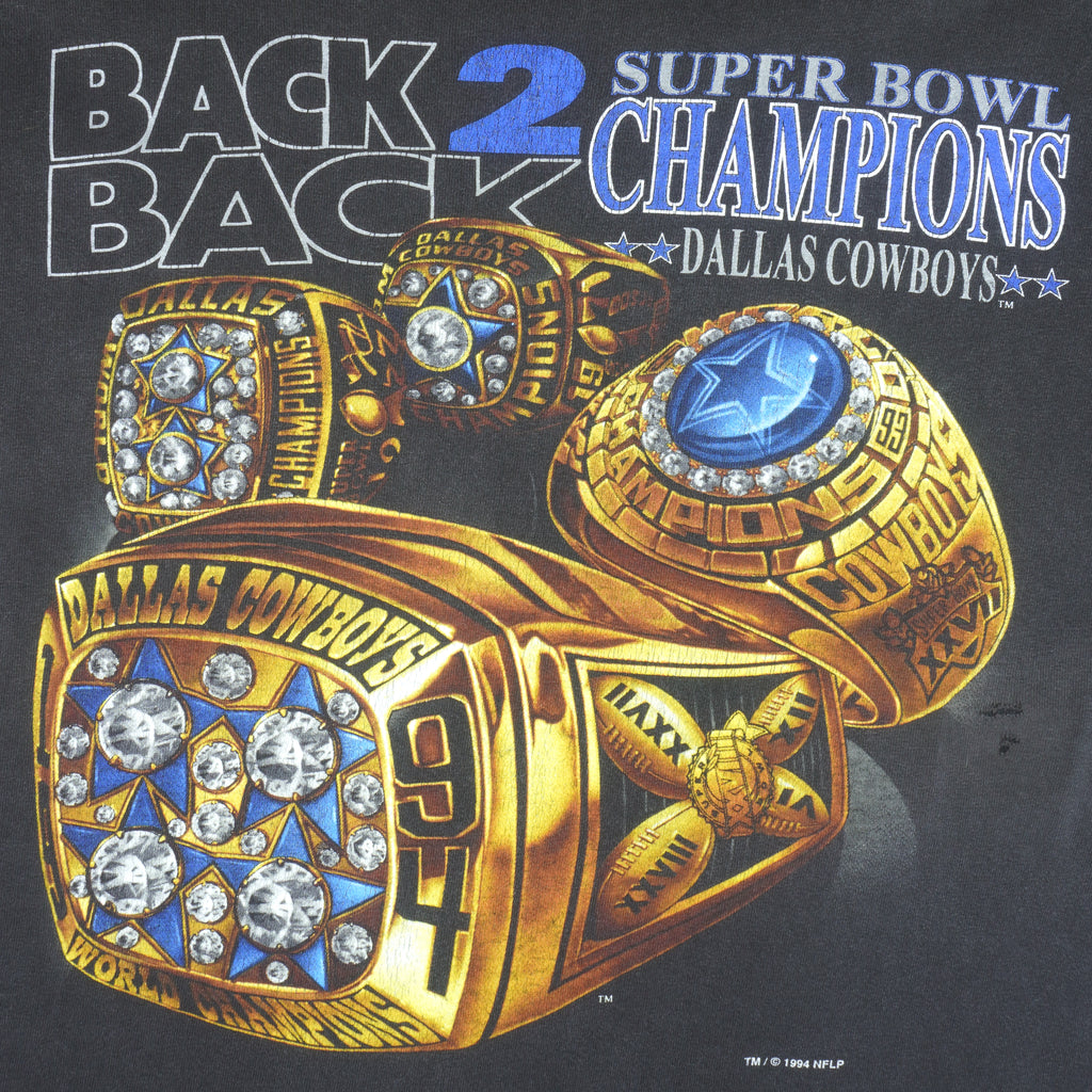 NFL- Dallas Cowboys Back To Back World Champions T-Shirt 1994 Large Vintage Retro Football
