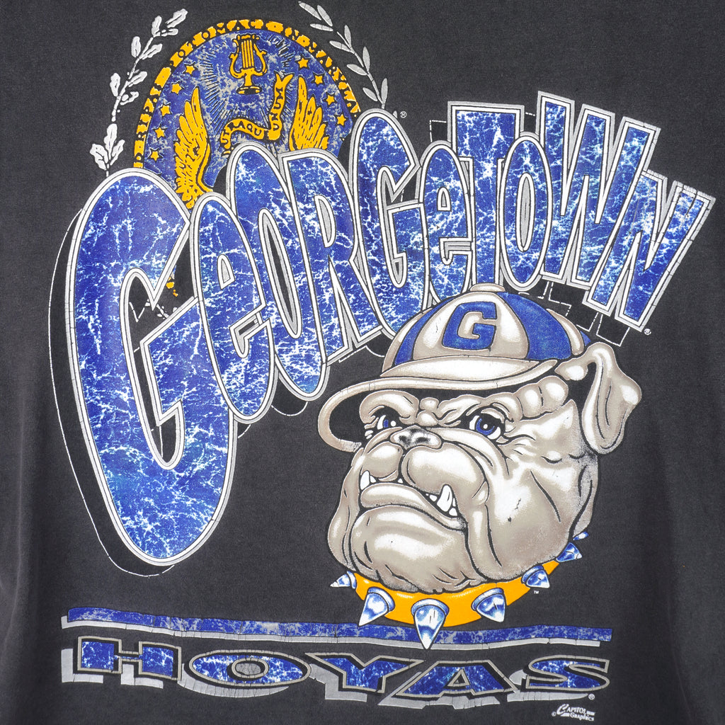 NCAA (Capitol) - Georgetown Hoyas Big Logo T-Shirt 1990s Large Vintage Retro College