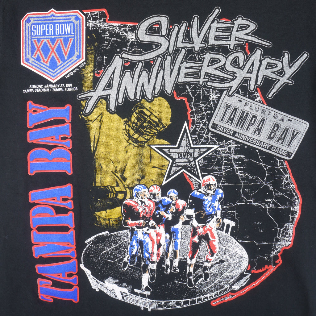 NFL - Tampa Bay Buccaneers Silver Anniversary T-Shirt 1989 Medium Vintage Retro Football