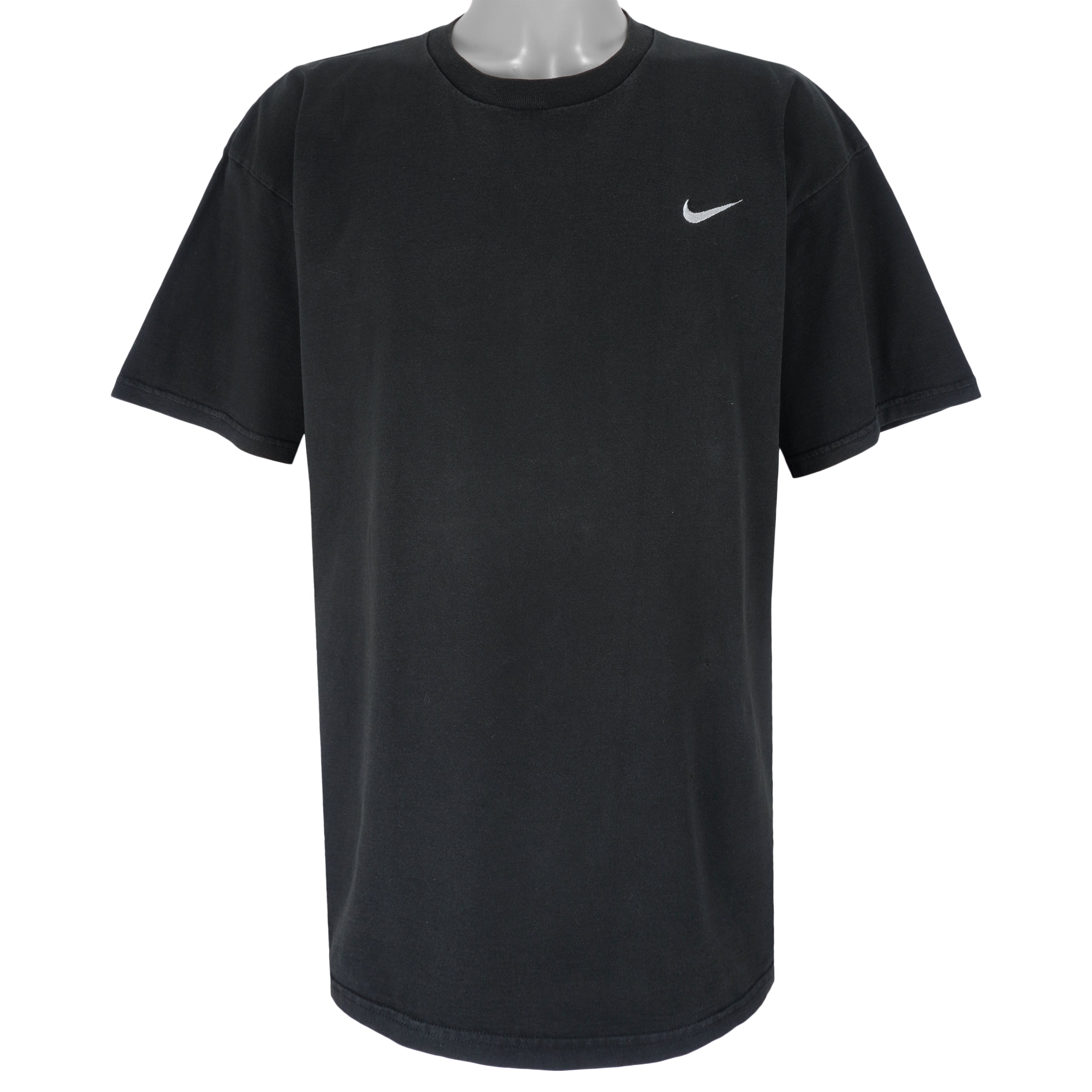 Nike - Black Made In USA Classic Embroidered T-Shirt 1990s X-Large Vintage Retro