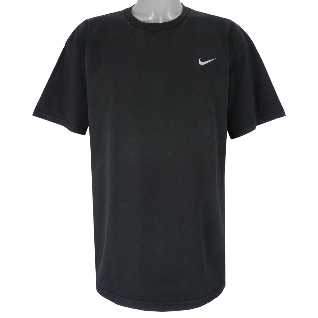 Nike - Black Made In USA Classic Embroidered T-Shirt 1990s X-Large Vintage Retro