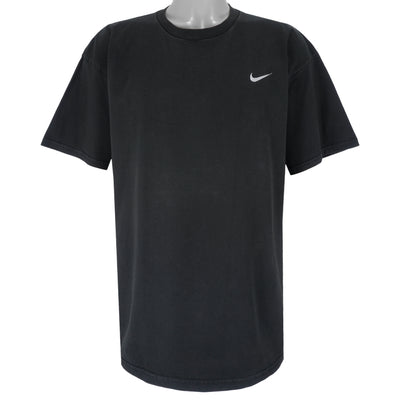 Nike - Black Made In USA Classic Embroidered T-Shirt 1990s X-Large