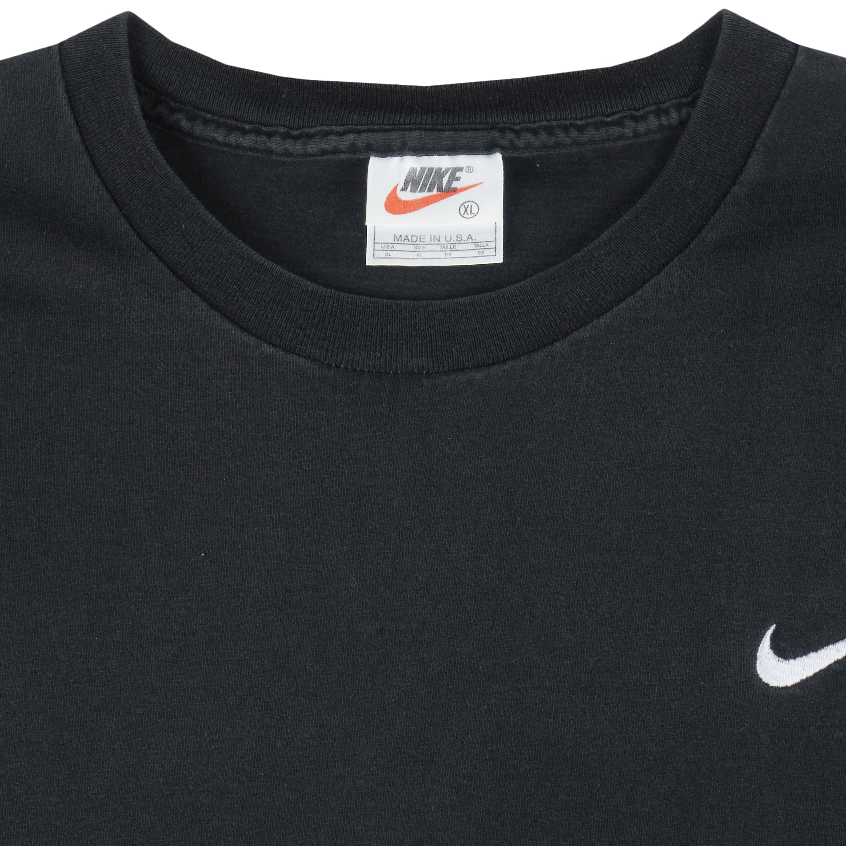 Nike - Black Made In USA Classic Embroidered T-Shirt 1990s X-Large Vintage Retro