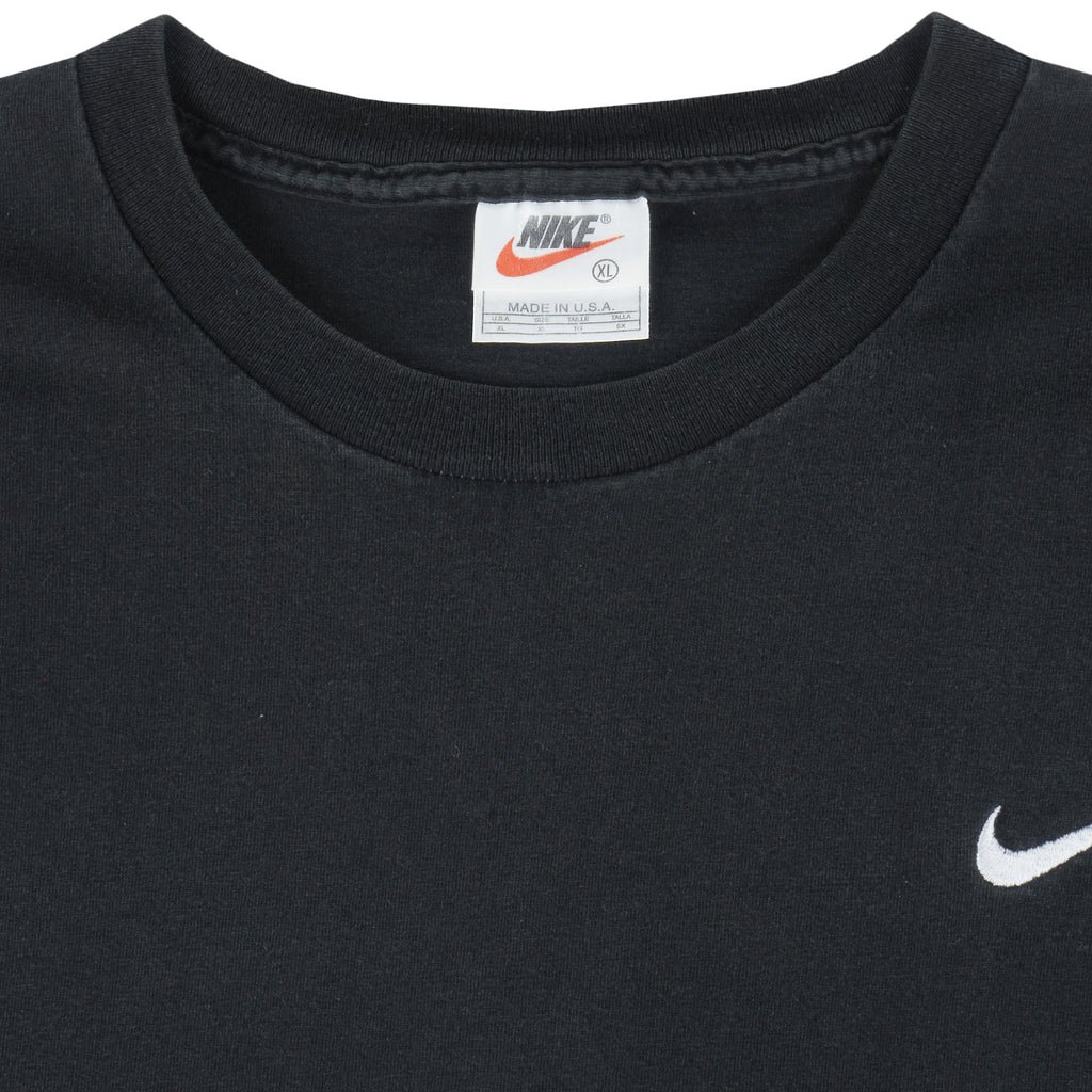 Nike - Black Made In USA Classic Embroidered T-Shirt 1990s X-Large Vintage Retro