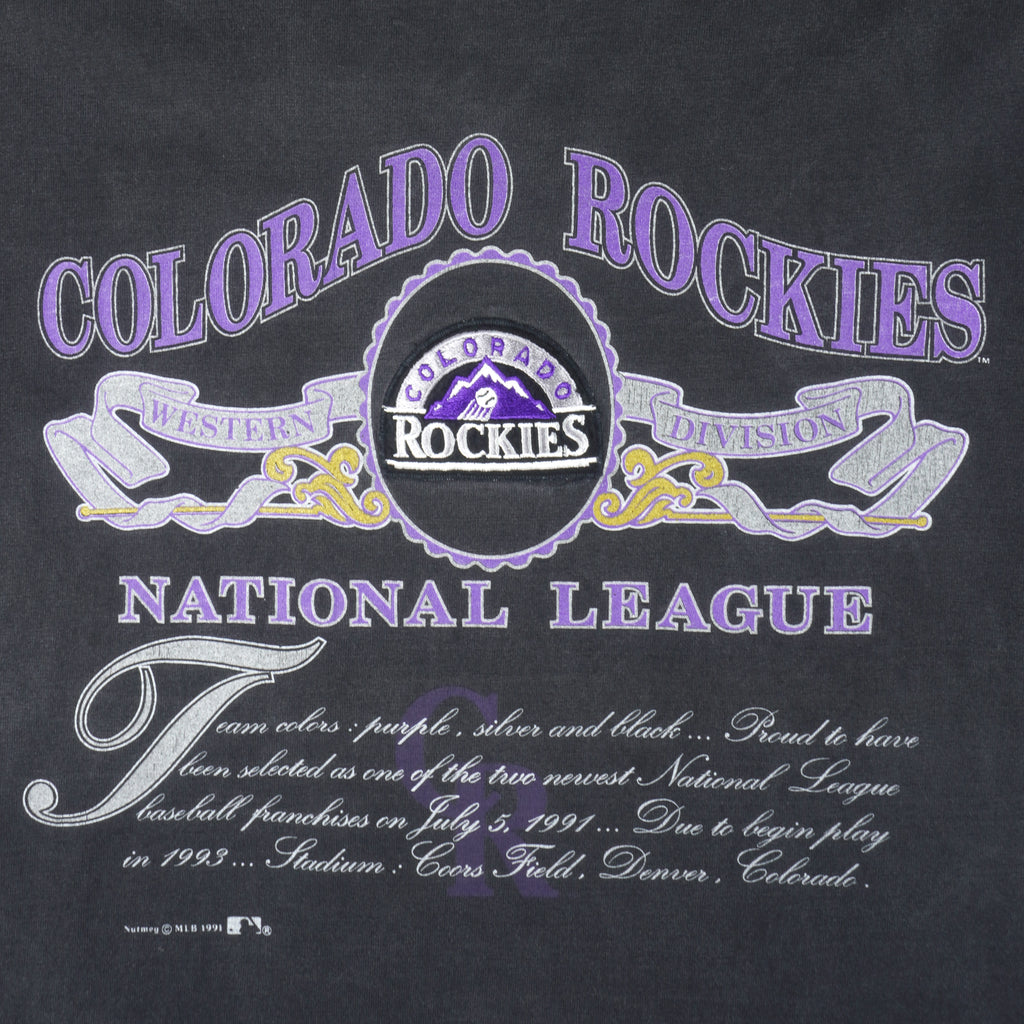 MLB (Nutmeg) - Colorado Rockies National League T-Shirt 1991 X-Large Vintage Retro Baseball