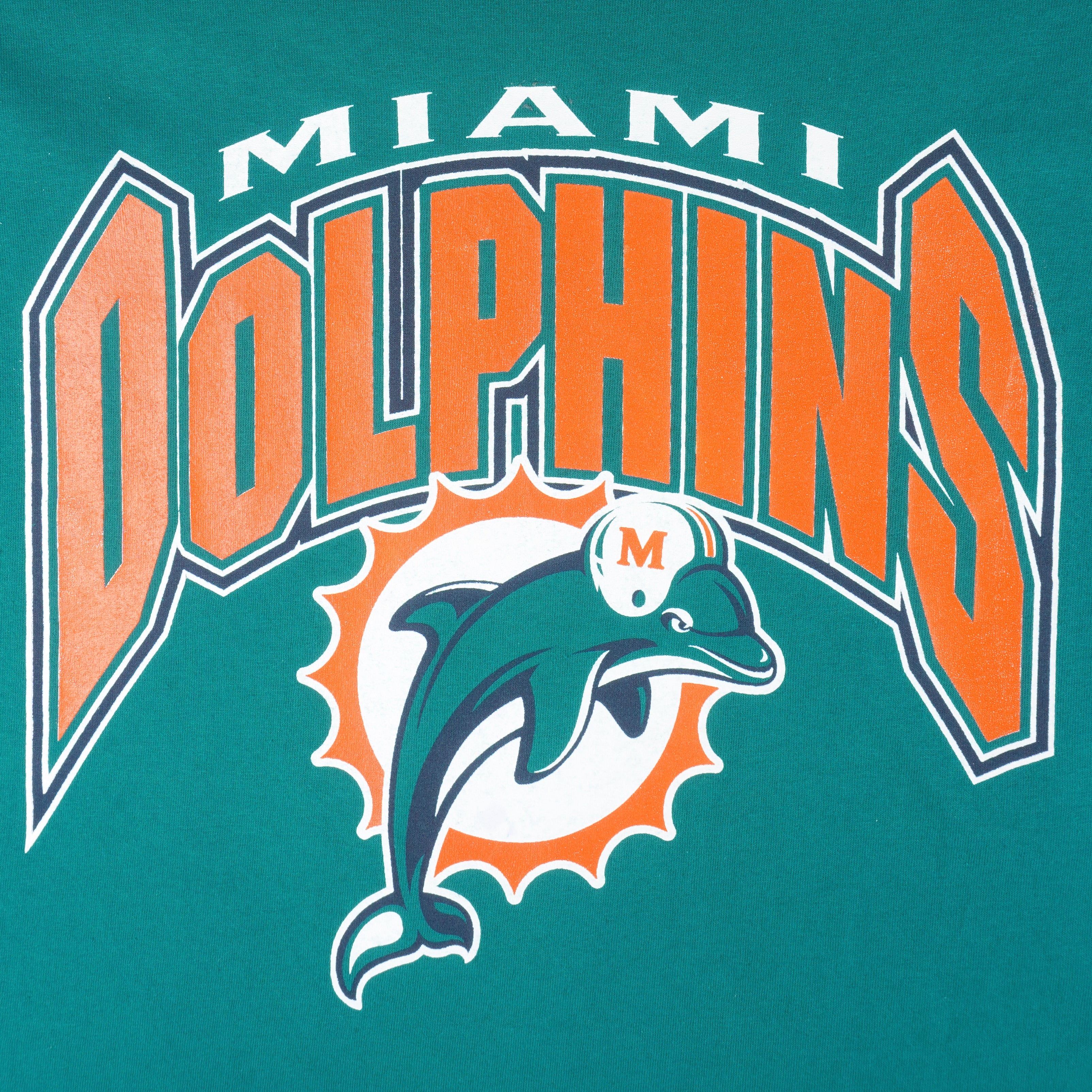 NFL (Logo 7) - Miami Dolphins Big Logo T-Shirt 1990s X-Large Vintage Retro Football