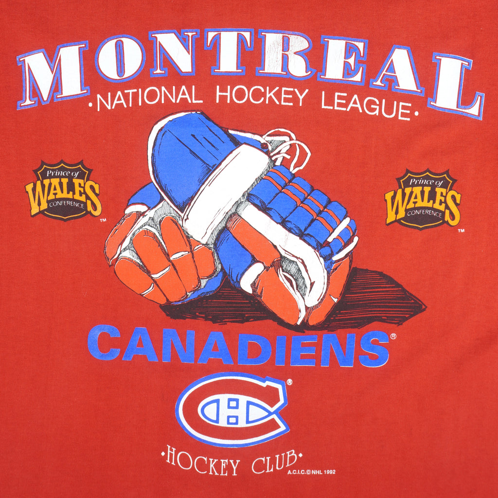NHL (Softwear) - Montreal Canadiens T-Shirt 1992 Large Vintage Retro Hockey
