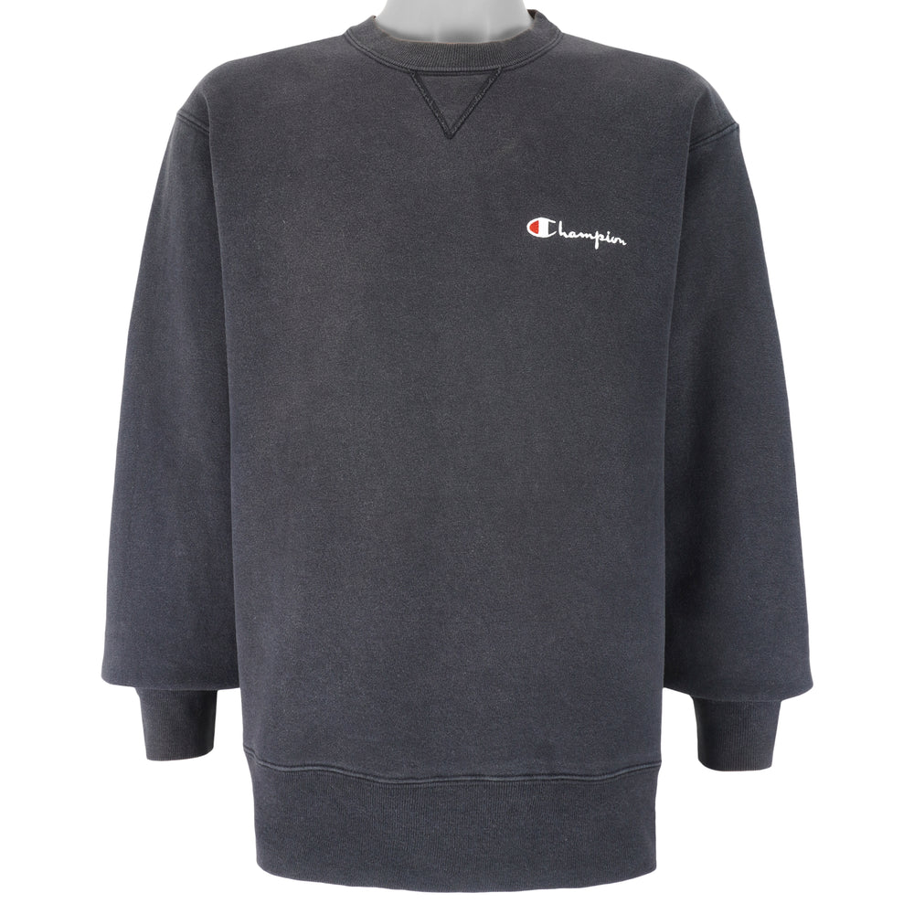 Champion - Black Classic Crew Neck Sweatshirt 1990s Large Vintage Retro