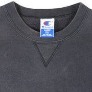 Champion - Black Classic Crew Neck Sweatshirt 1990s Large Vintage Retro