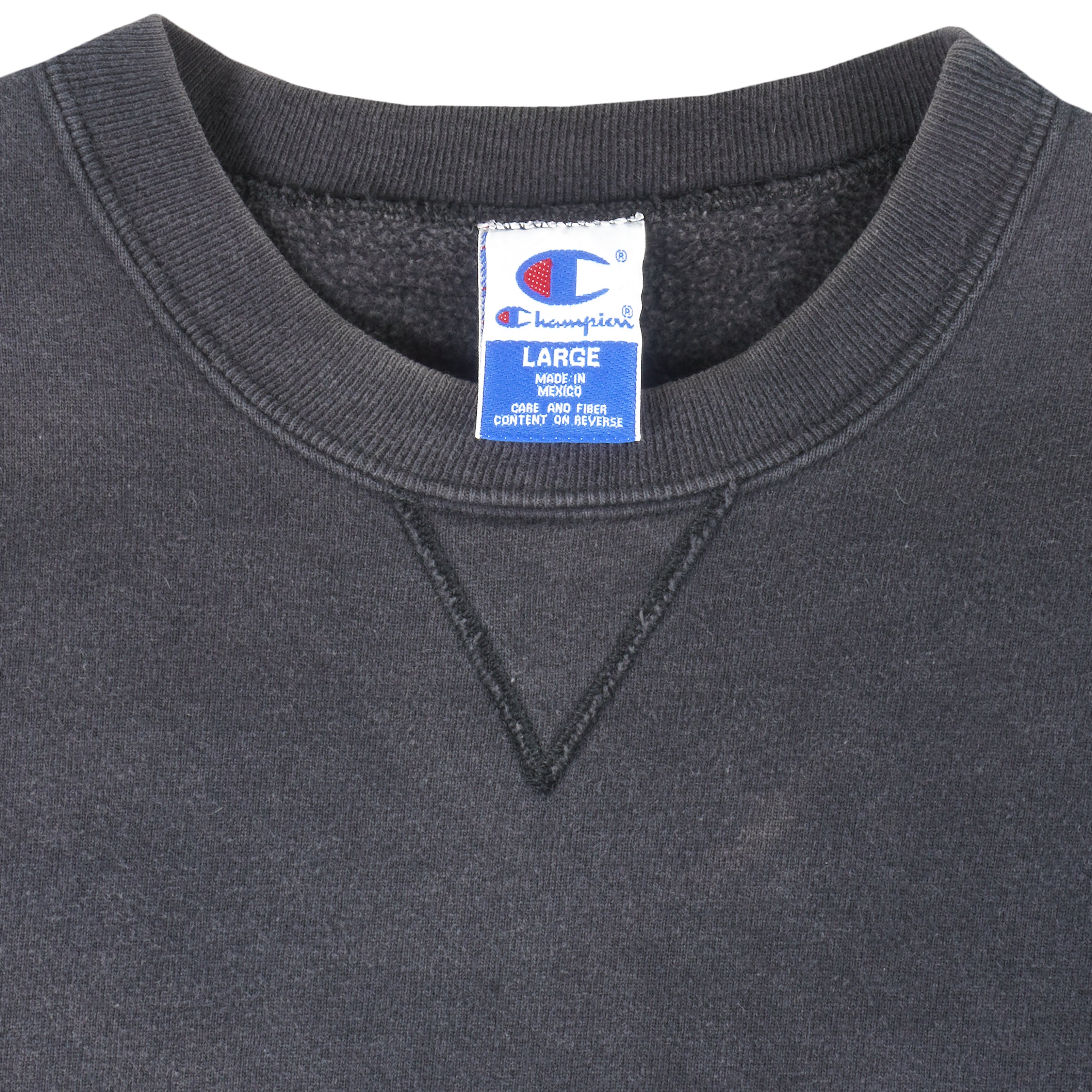 Champion - Black Classic Crew Neck Sweatshirt 1990s Large Vintage Retro