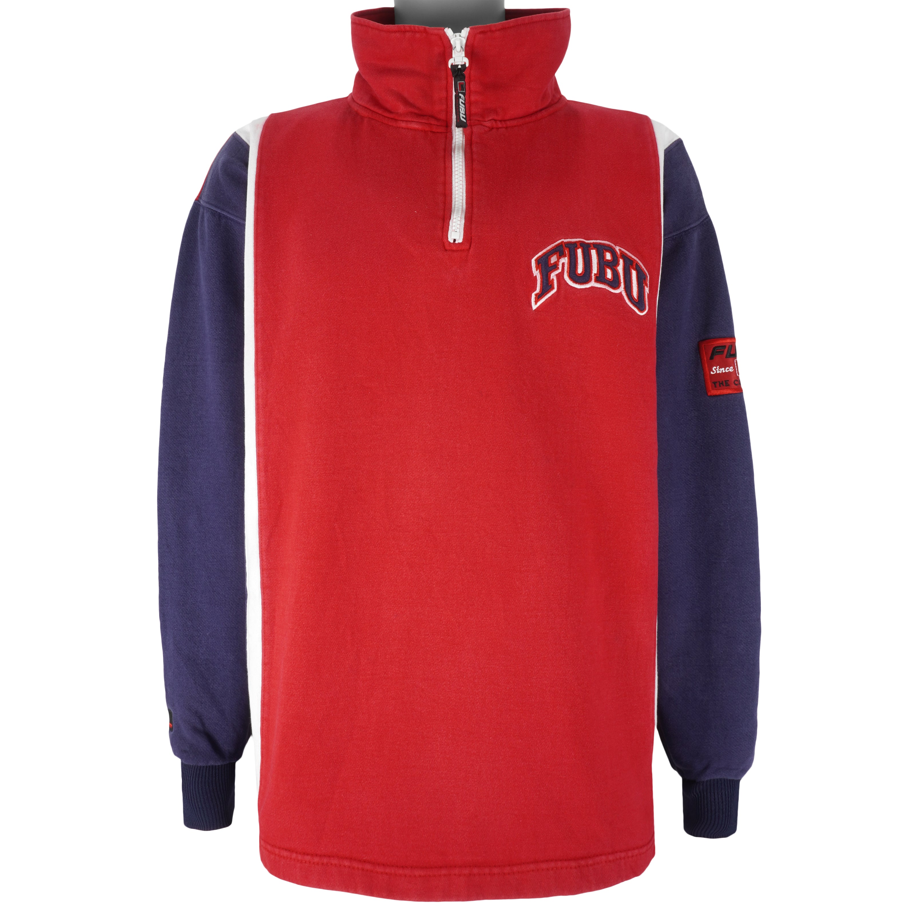 FUBU - Blue & Red Embroidered Sweatshirt 1990s Large Vintage Retro