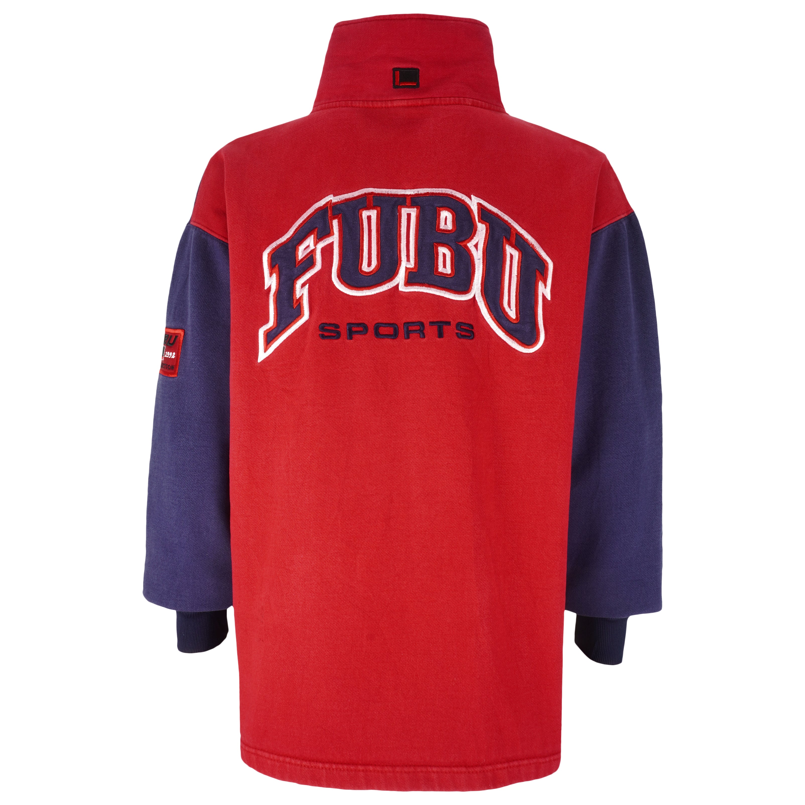 FUBU - Blue & Red Embroidered Sweatshirt 1990s Large Vintage Retro