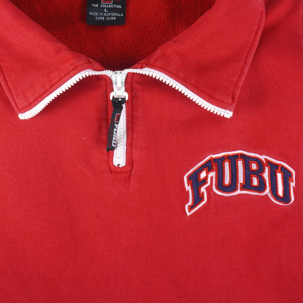 FUBU - Blue & Red Embroidered Sweatshirt 1990s Large Vintage Retro
