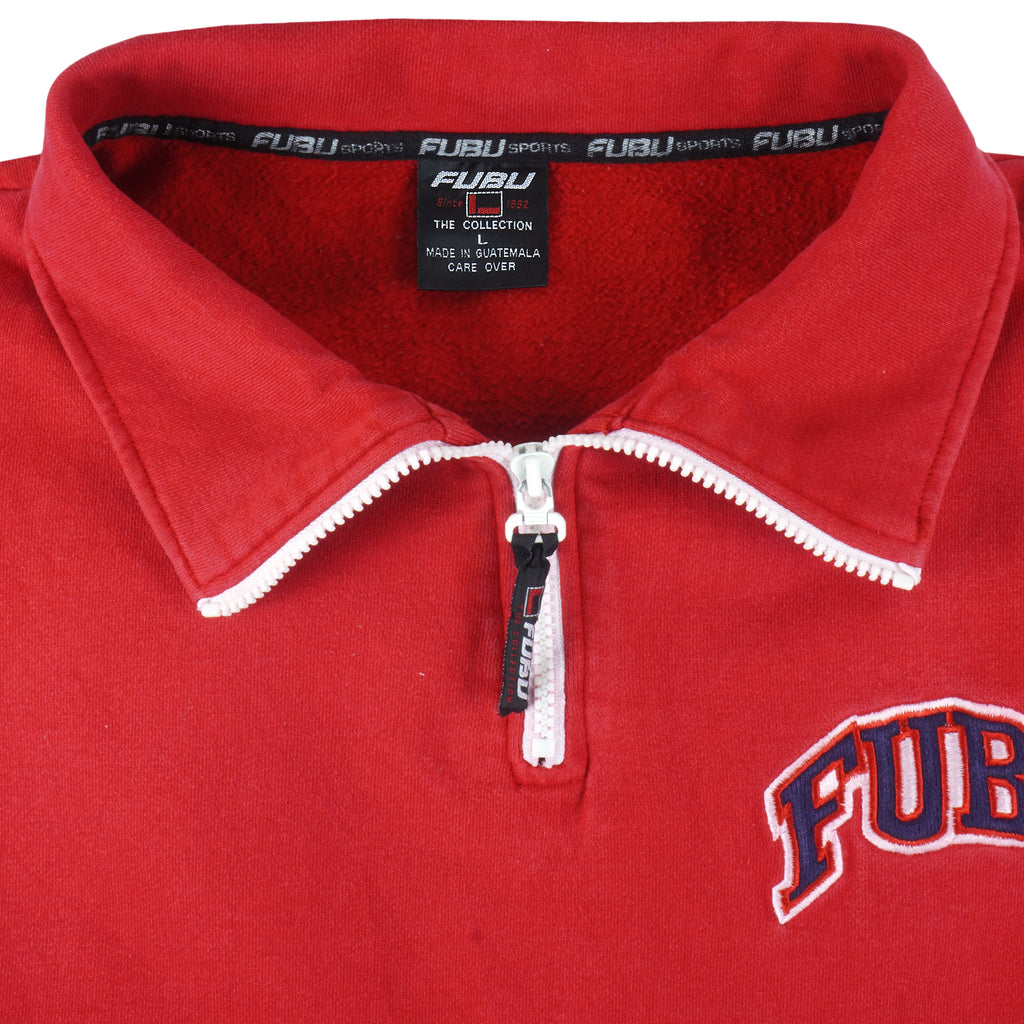 FUBU - Blue & Red Embroidered Sweatshirt 1990s Large Vintage Retro