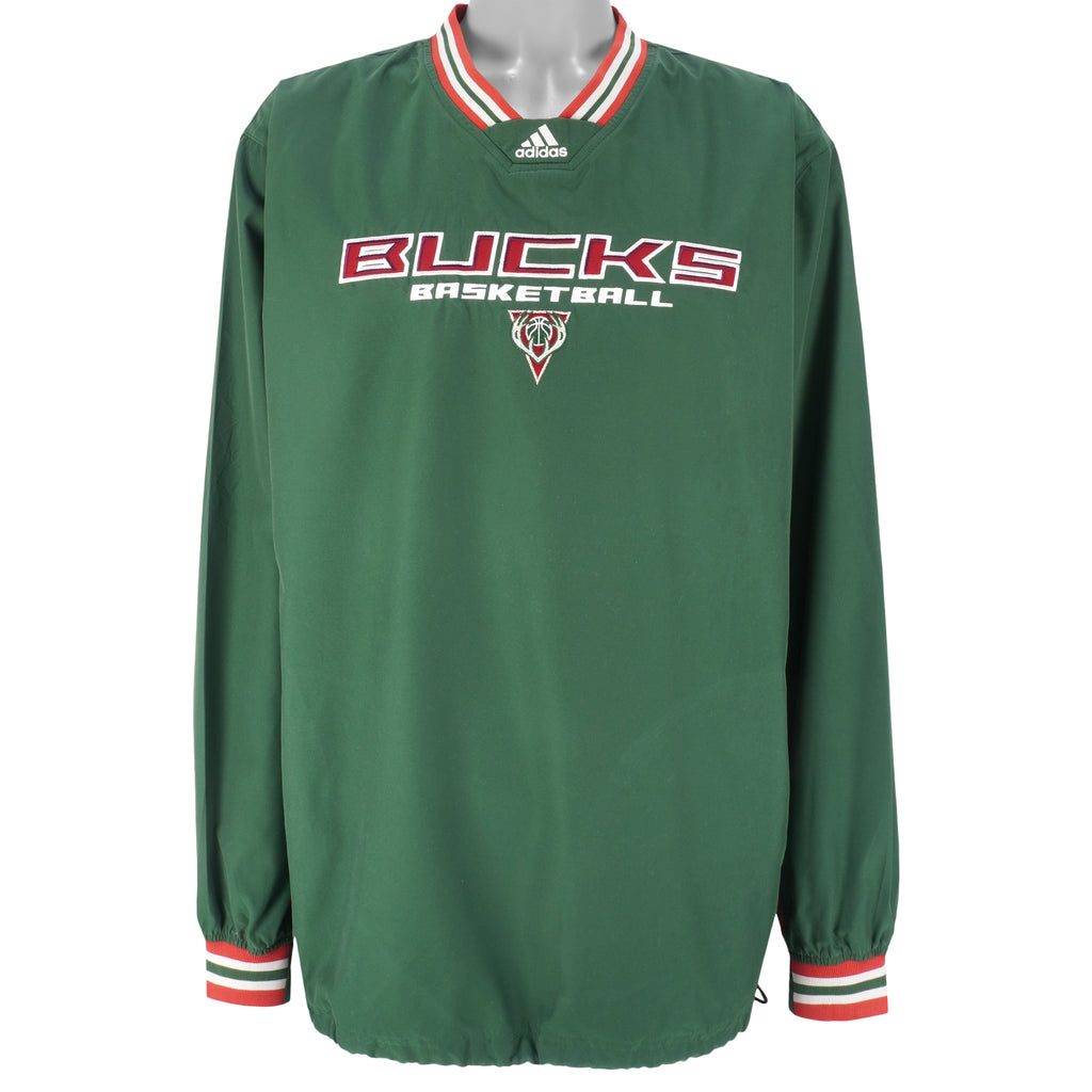 Adidas - Green Milwaukee Bucks Embroidered Windbreaker 1990s X-Large Vintage Retro Basketball