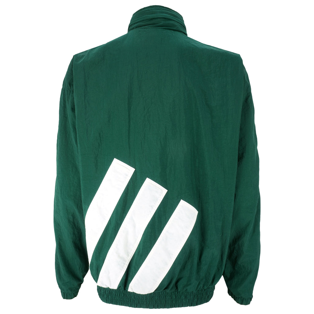 Adidas - Green Zip-Up Windbreaker 1990s Large Vintage Retro