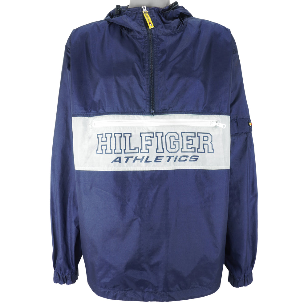 Tommy Hilfiger - Blue 1/4 Zip Hooded Jacket 1990s X-Large Vintage Retro