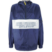 Tommy Hilfiger - Blue 1/4 Zip Hooded Jacket 1990s X-Large Vintage Retro