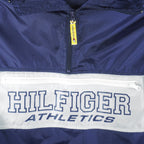 Tommy Hilfiger - Blue 1/4 Zip Hooded Jacket 1990s X-Large Vintage Retro