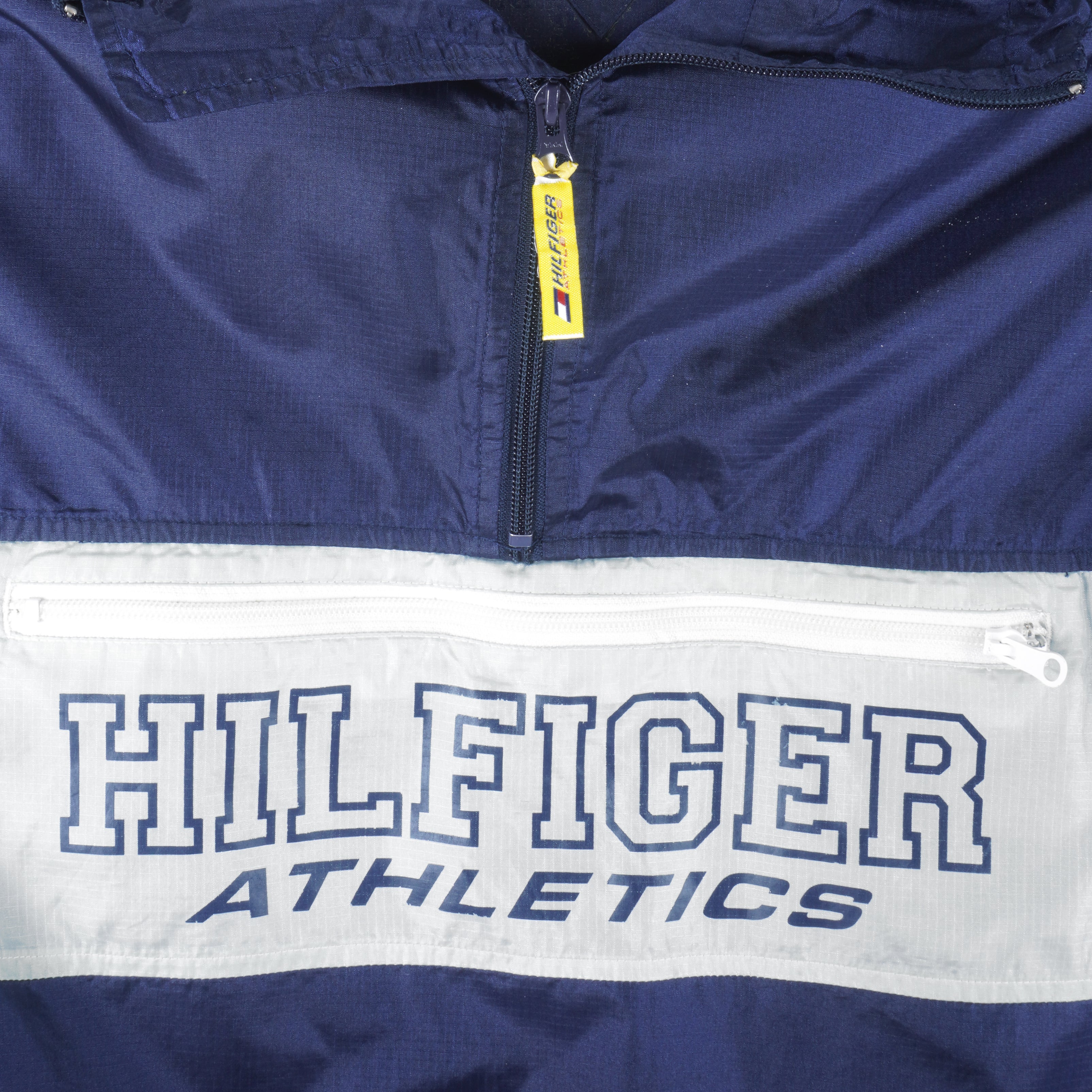 Tommy Hilfiger - Blue 1/4 Zip Hooded Jacket 1990s X-Large Vintage Retro