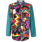 FILA - Magic Line Crazy Pattern Reversible Insulation Fleece Jacket 1990s Large