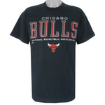 NBA (Pro Player) - Black Chicago Bulls Single Stitch T-Shirt 1990s Large