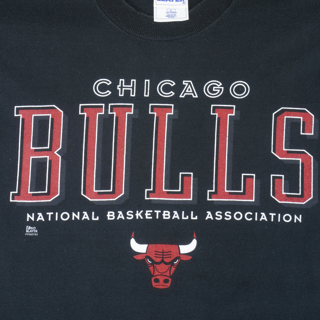 NBA (Pro Player) - Black Chicago Bulls T-Shirt 1990s Large Vintage Retro Basketball