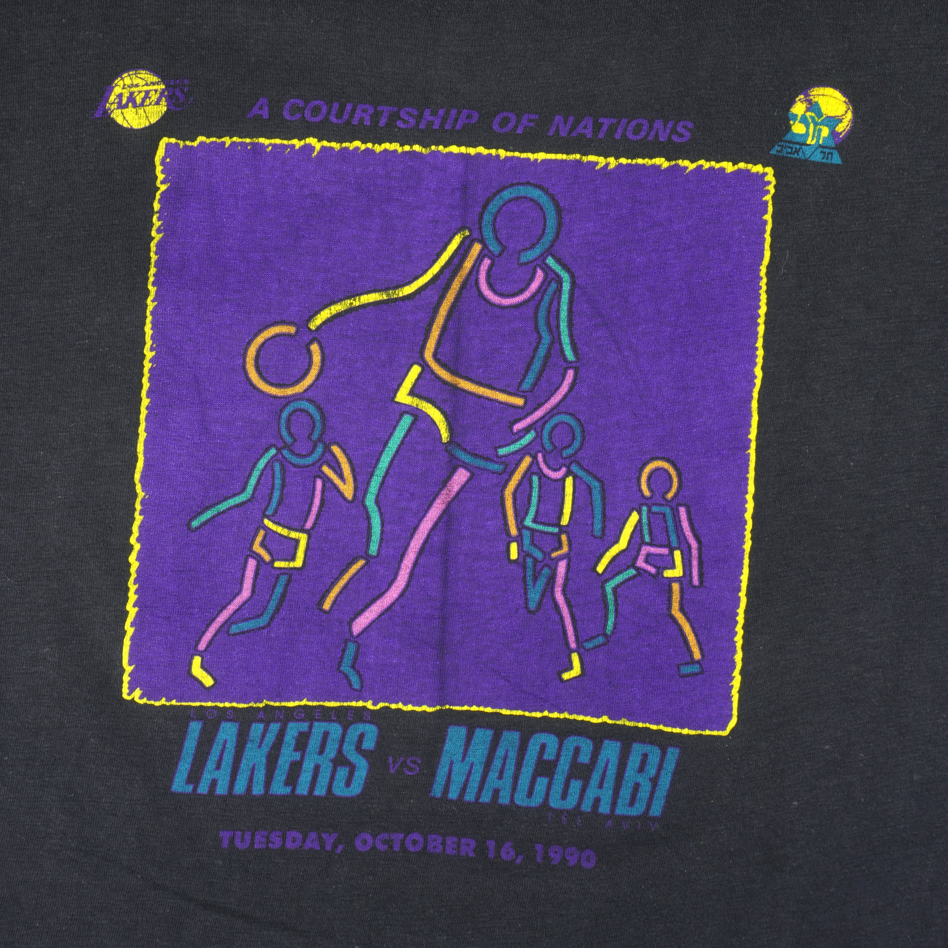 NBA (New Star) - Lakers VS Maccabi T-Shirt 1990 X-Large Vintage Retro Basketball