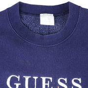 Guess - Blue Embroidered Crew Neck Sweatshirt 1990s Large Vintage Retro