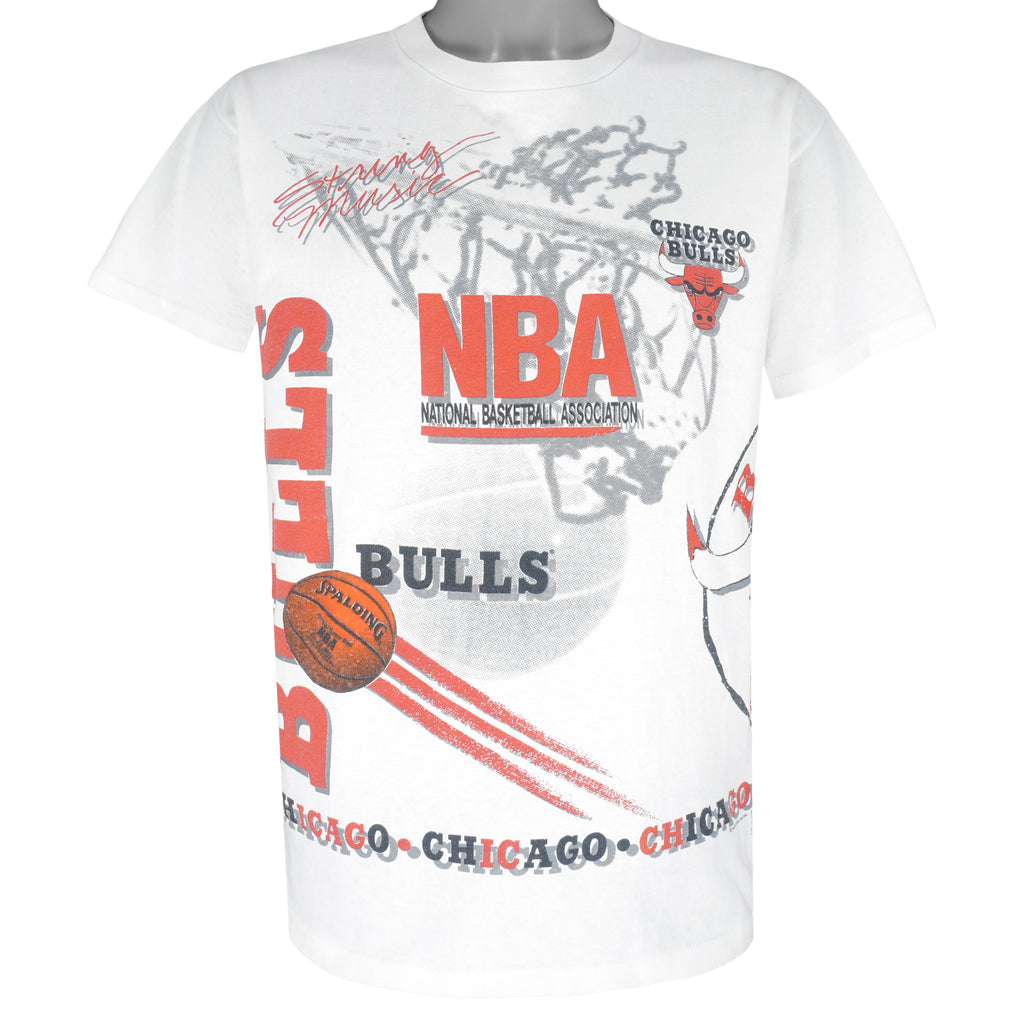 NBA (Delta) - Chicago Bulls Aerial Assault T-Shirt 1990 Large Vintage Retro Basketball