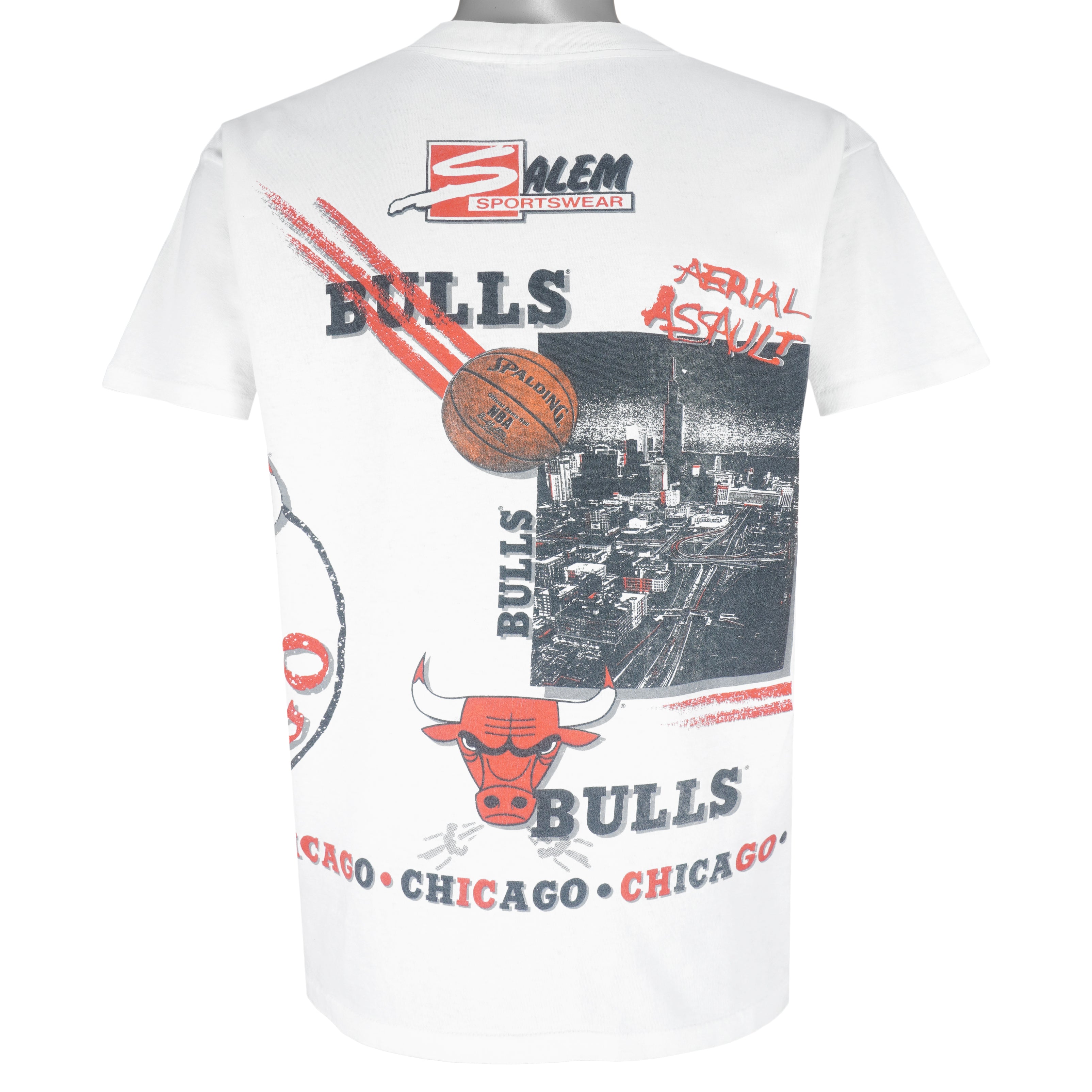 NBA (Delta) - Chicago Bulls Aerial Assault T-Shirt 1990 Large Vintage Retro Basketball