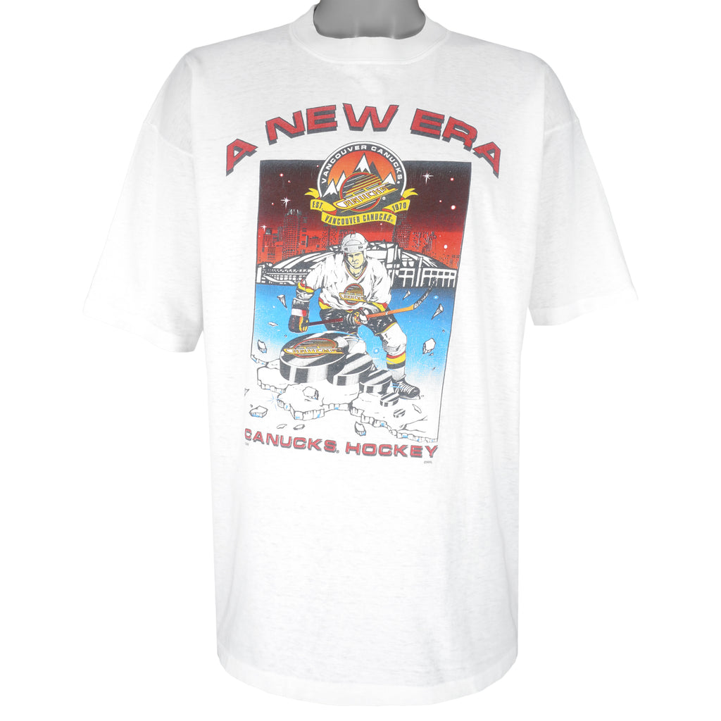 NHL - Vancouver Canucks A New ERA T-Shirt 1990s Large Vintage Retro Hockey