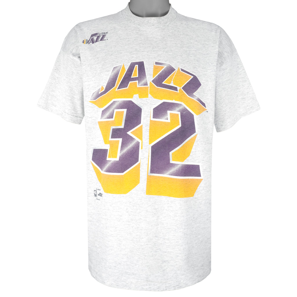 NBA (Salem) - Grey Utah Jazz T-Shirt 1990s X-Large Vintage Retro Basketball