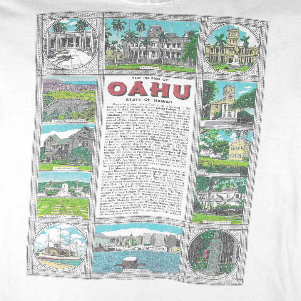 Vintage (Oneita) - The Island OAHU State Of Hawaii T-Shirt 1990 X-Large Vintage Retro