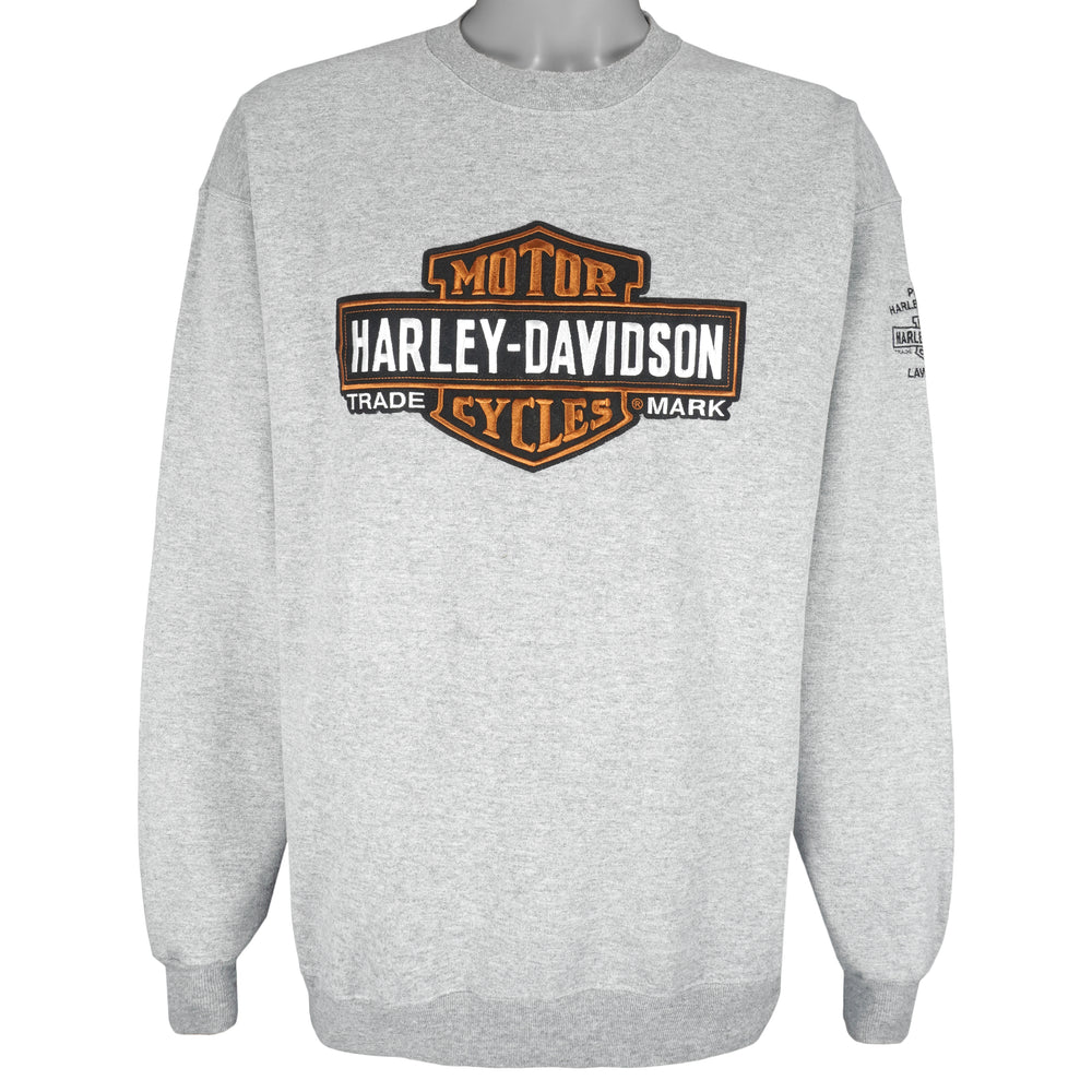 Harley Davidson - Trade Mark Embroidered Crew Neck Sweatshirt 1990s Large Vintage Retro