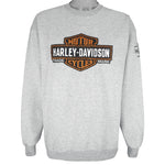 Harley Davidson - Trade Mark Embroidered Crew Neck Sweatshirt 1990s Large