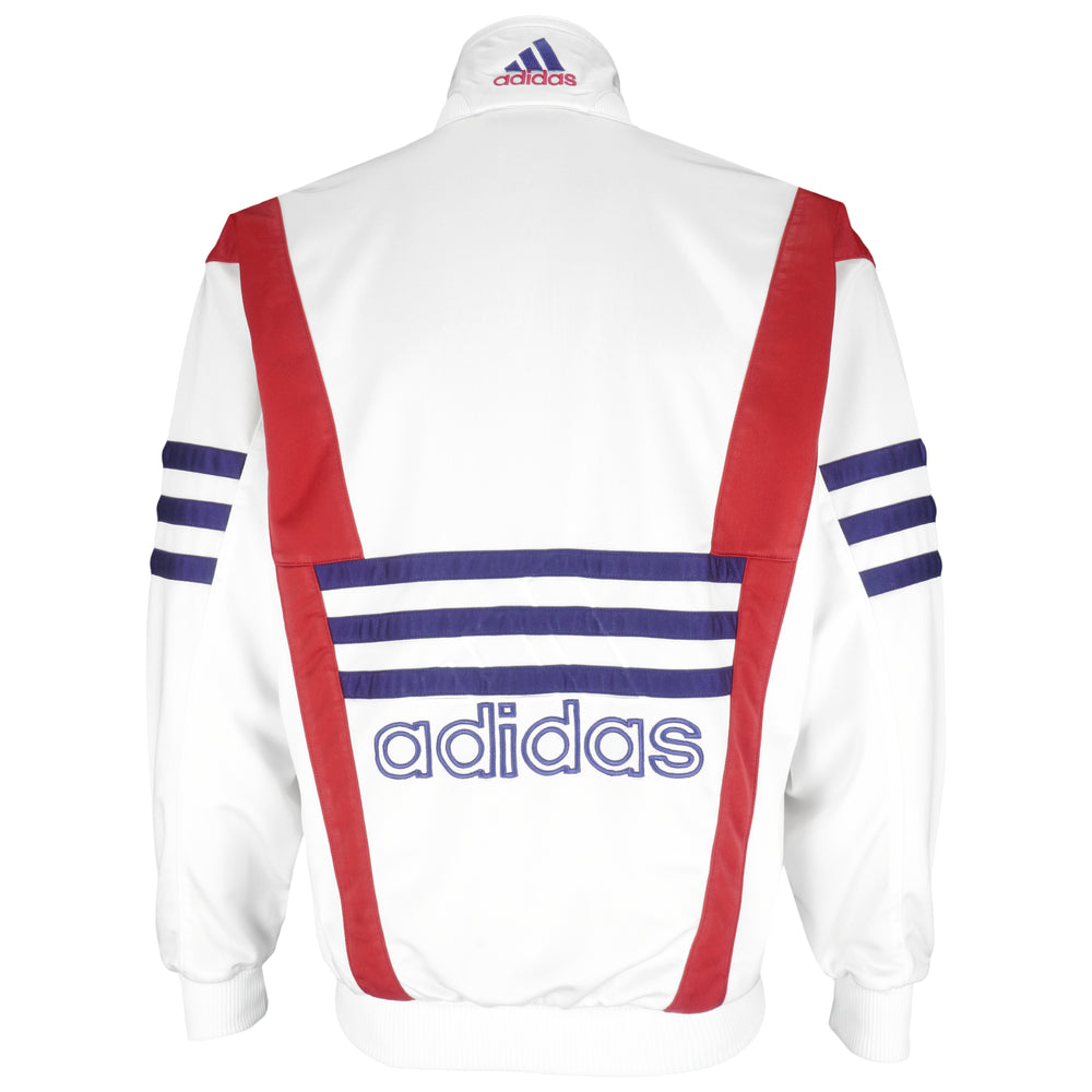 Adidas - White Zip-Up Jacket 1990s Large Vintage Retro