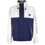 Tommy Hilfiger - Blue & White Embroidered Zip-Up Jacket 1990s Large