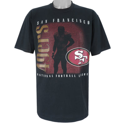 NFL (Chalk Line) - Black San Francisco 49ers T-Shirt 1990s Large