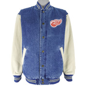 NHL (Lee) - Detroit Red Wings Embroidered Denim Bomber Jacket 1990s Medium Vintage Retro