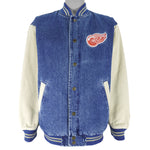 NHL (Lee) - Detroit Red Wings Embroidered Denim Bomber Jacket 1990s Medium Vintage Retro