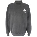 Adidas - ฺBlack Embroidered Turtleneck Sweatshirt 1990s X-Large Vintage Retro