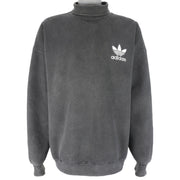 Adidas - ฺBlack Embroidered Turtleneck Sweatshirt 1990s X-Large Vintage Retro