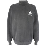 Adidas - ฺBlack Embroidered Turtleneck Sweatshirt 1990s X-Large Vintage Retro